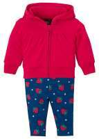 Bluza rozpinana niemowlęca + legginsy (2 części), bawełna organiczna bonprix kobaltowo-czerwony