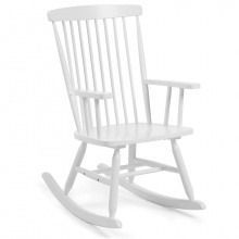 Fotel bujany terence drewniany biały