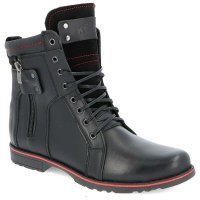 Kent 237 czarny - męskie buty zimowe skóra - czarny || czerwony