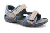 Kent 295 szary-niebieski - męskie sandały skórzane - szary || niebieski