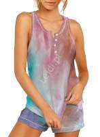 kolorowa piżama damska w stylu tie dye, komplet damski do spania 0231