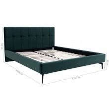 Łóżko z wysokim zagłówkiem kanto 160x200 ciemnozielone welur pikowane
