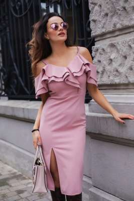 modna sukienka hiszpanka - różowa