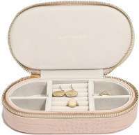 Pudełko na biżuterię podróżne travel owalne croc różowe