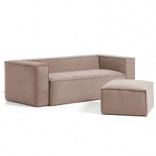 Sofa 2-osobowa blok 210 cm różowa sztruks