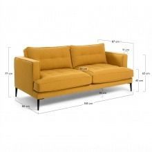 Sofa 3-osobowa vinny 183 cm musztardowa