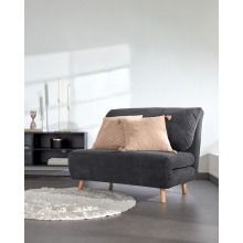 Sofa rozkładana keren jednoosobowa ciemnoszara sztruks