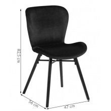 Welurowe krzesło do salonu batilda czarne/kauczuk