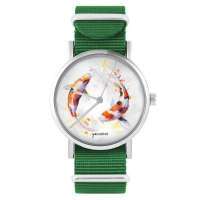 zegarek - karpie koi - zielony, nylonowy
