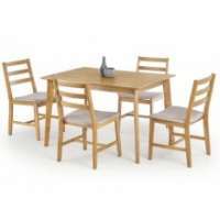 zestaw drewniany medo, stół 120x80 + 4 krzesła, jasny dąb/mokate
